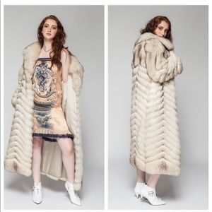 Vintage Chevron Fox Coat